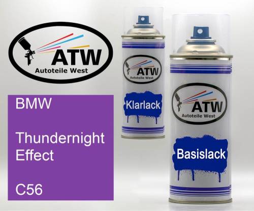 BMW, Thundernight Effect, C56: 400ml Sprühdose + 400ml Klarlack - Set, von ATW Autoteile West.